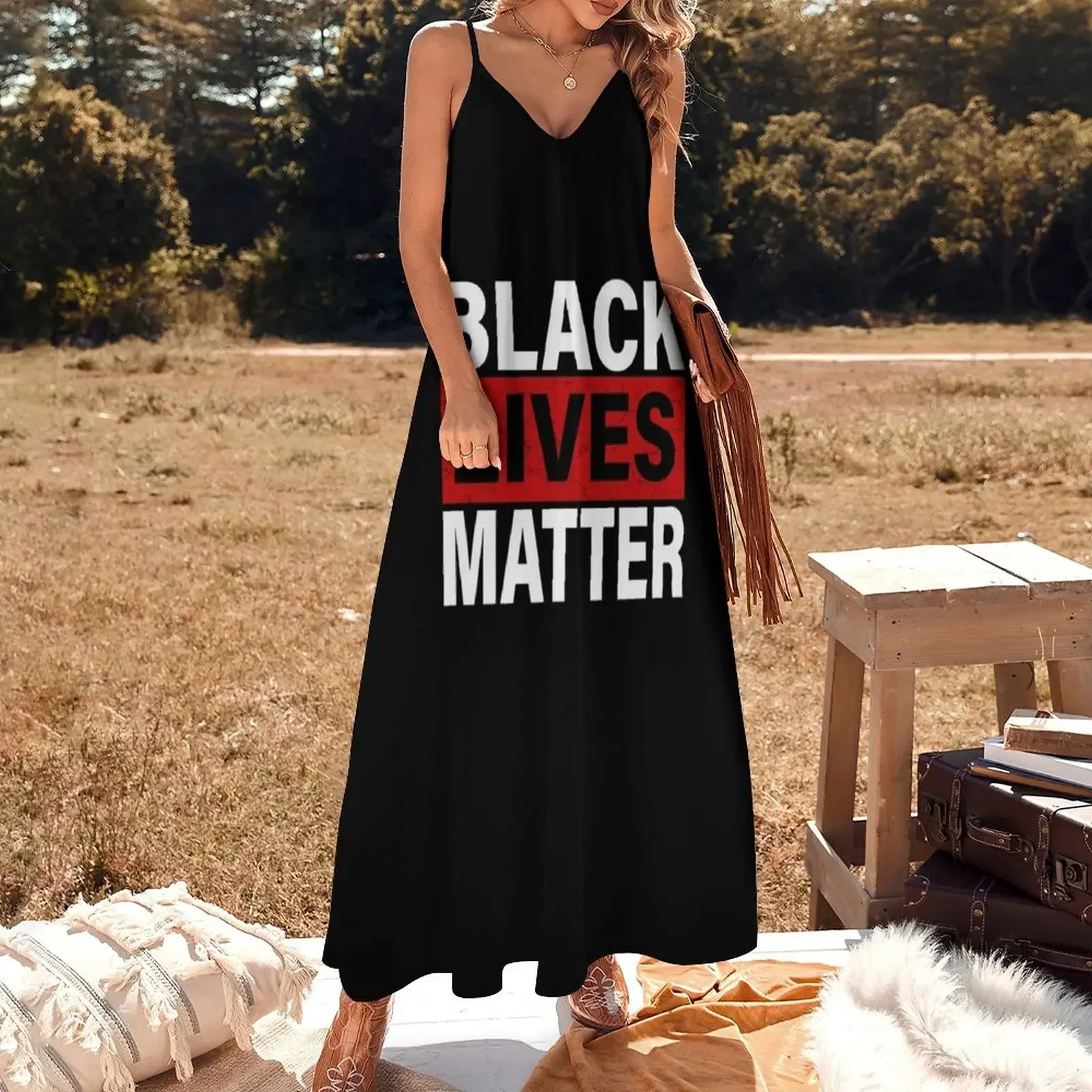 Schwarzes Leben Materie T-Shirt mit Namen von Opfern-blm ärmelloses Kleid Langarm Kleider Festival Outfit Frauen Kleid