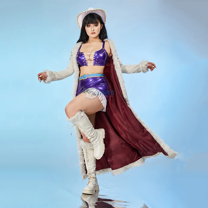 Anime Nico Robin Miss Allsunday Cosplay Costumes Women Sexy Leather Dress Coat Hat Suit Halloween Carnival Stage Perform Clothes