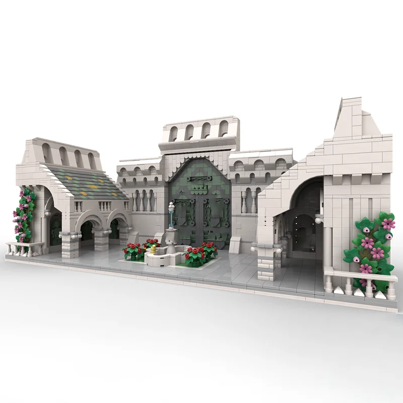 Magische ringen Moc Bouwstenen Gondor Palace Binnenplaats Modelbouwtechnologie Modulair blok DIY Kerstspeelgoed Vakantiecadeaus