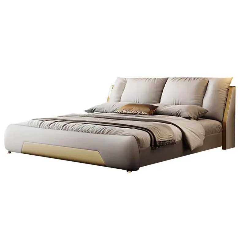 

Light luxury leather bed, master room double, high end soft bag storage bed