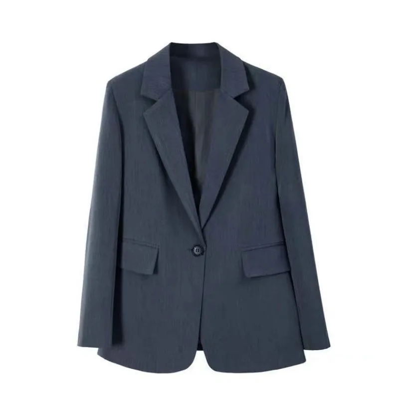 Luxury Gray Blazer Women Suit Office Ladies Long Sleeve Spring Autumn Jacket Single Button Korean Chic Jacket Women Clothing New
