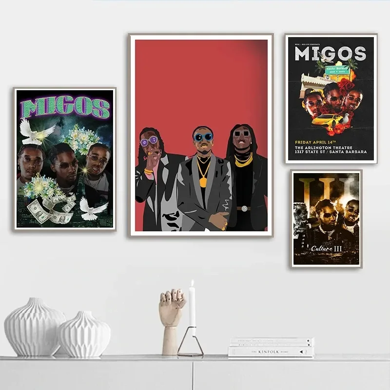 Canvas Painting Poster Nordic Pop Band Singer Migos Music Album Poster Aesthetic Culture Rapper Hip Hop No Label