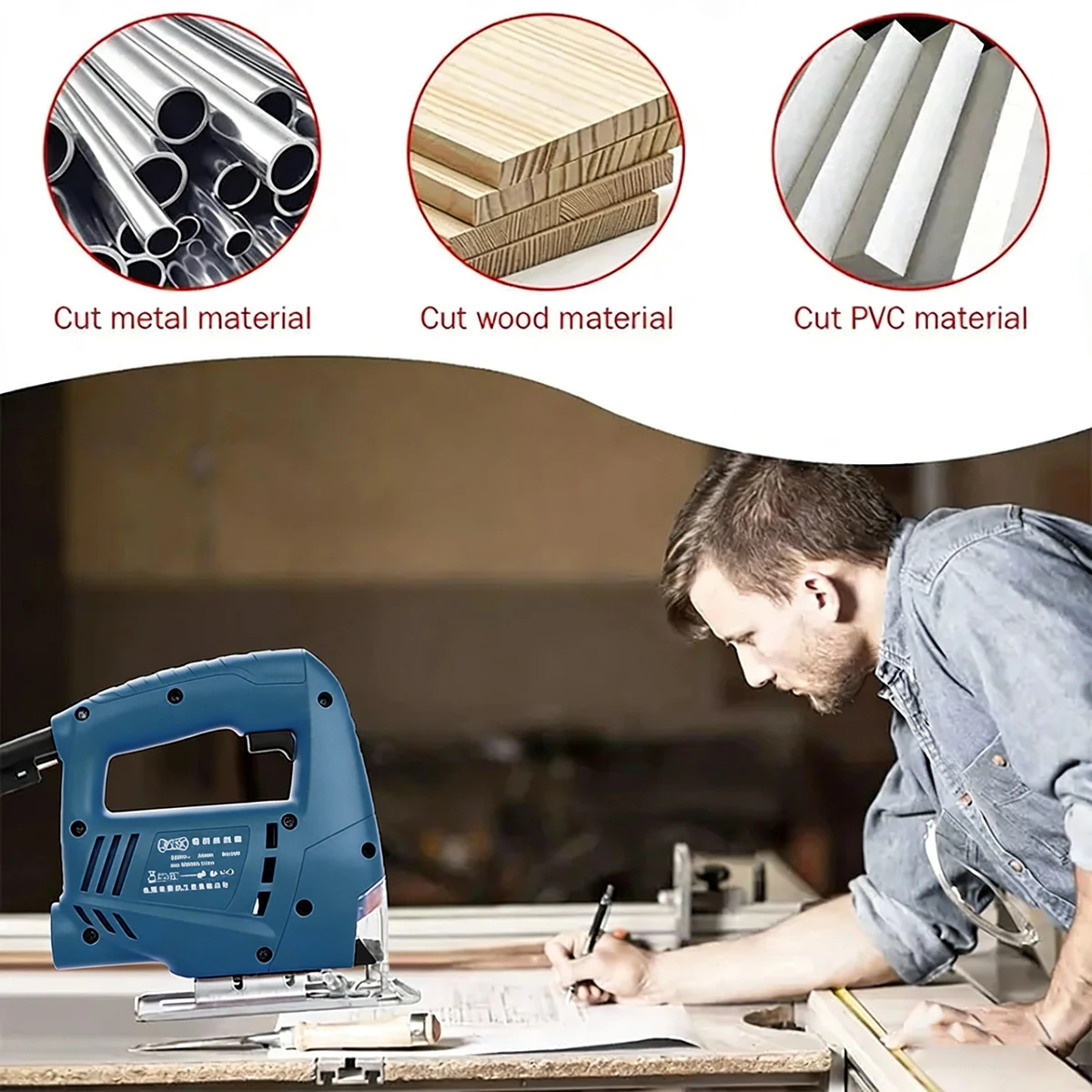 Electric Jig Saw Free 10 Saw Blades For Convenient Cutting Of Different Materials And Is Suitable For Home Use
