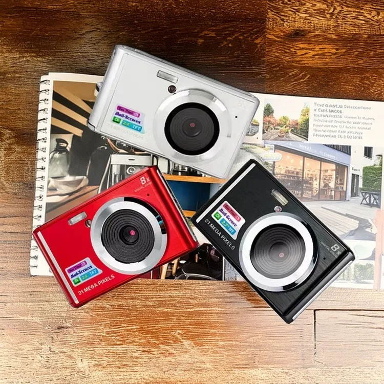 Factory Direct 1280x720P Mini Digital Camera with 8 Times Optical Zoom and HD LCD Screen Portable SD Card Compatible