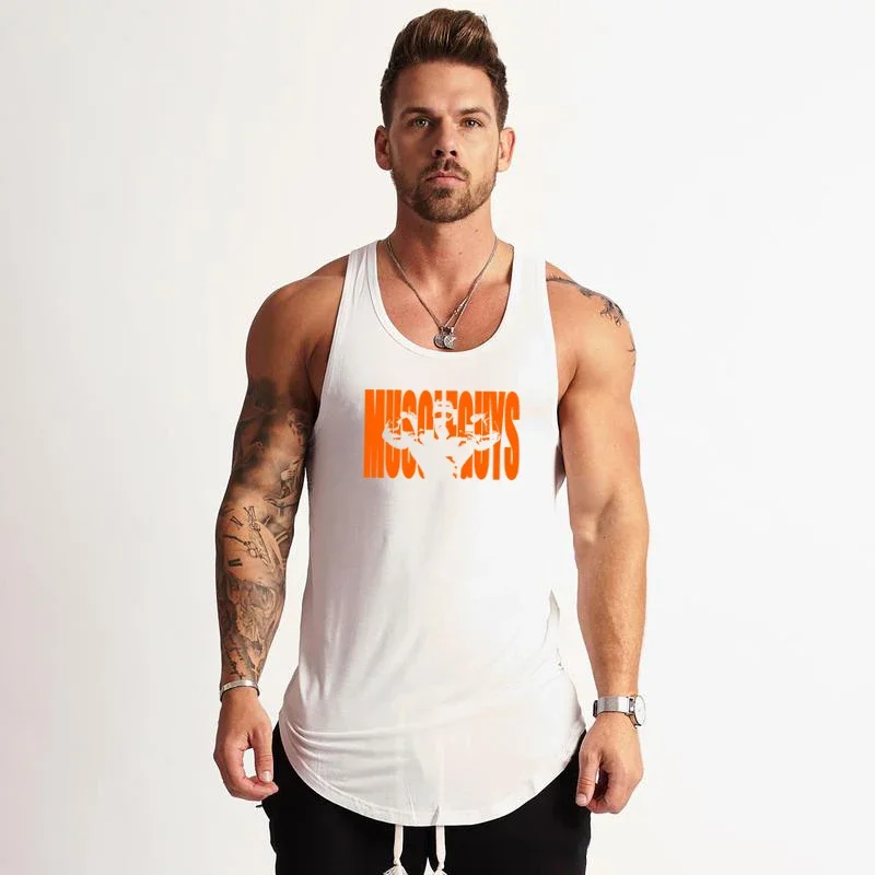 

Muscleguys Fitness Tank Tops Mens Gym Sleeveless Singlets Man Bodybuilding Stringer Tanktop Activewear Fibre Quick Dry Tanktops