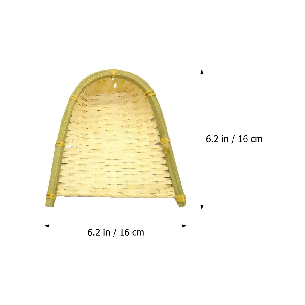 2Pcs Elegant Bamboo Woven Storage Basket Fine Workmanship Easy Clean Decorative Dustpan Artware Background Prop for Studio Home
