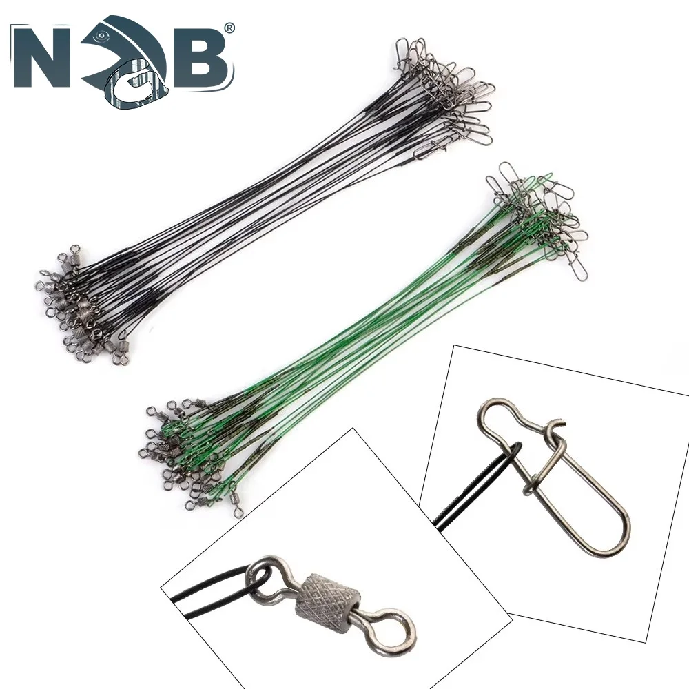 NGB 20 szt. Przypon ze Stali z Krętlikiem Akcesoria Wędkarskie 16CM 20CM 25CM Żyłka Wędkarska 2 Kolory Przynęty Wędkarskie
