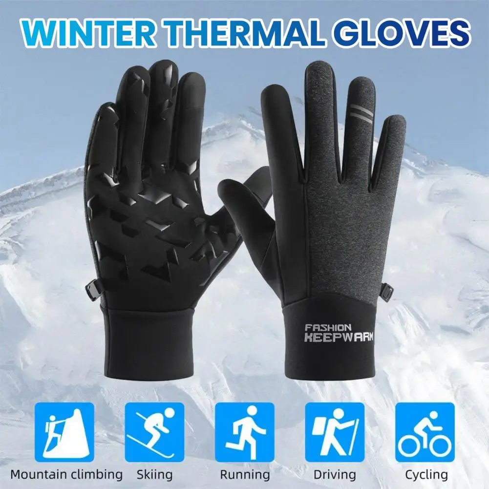 1 Pair Ridding Gloves Waterproof Anti slip Particle Palm Gloves Unisex Warm Windproof Outdoor Camping Gloves