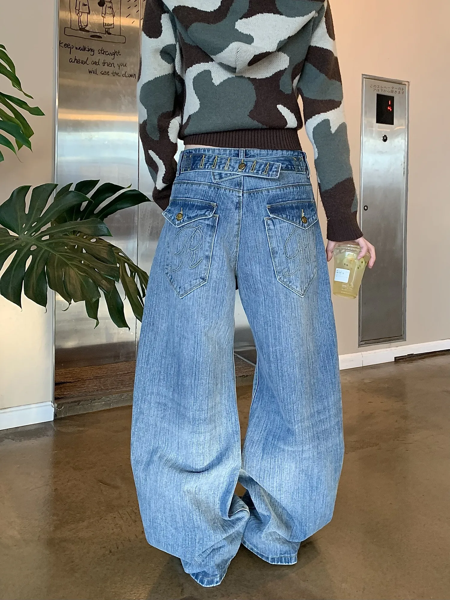 

Мужские джинсы Wild Azi Paris: американские ретро-джинсы с бамбуковым дизайном, свободные, прямые, с высокой талией, широкие штанины, с эффектом потертости