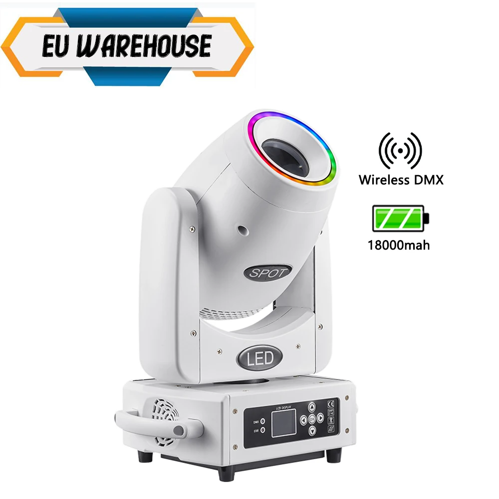 EU Warehouse 2pcs White Carton 100w Spot Battery Moving Head Light Wireless DMX Sharpy Lights For DJ Party Event Stage Wedding