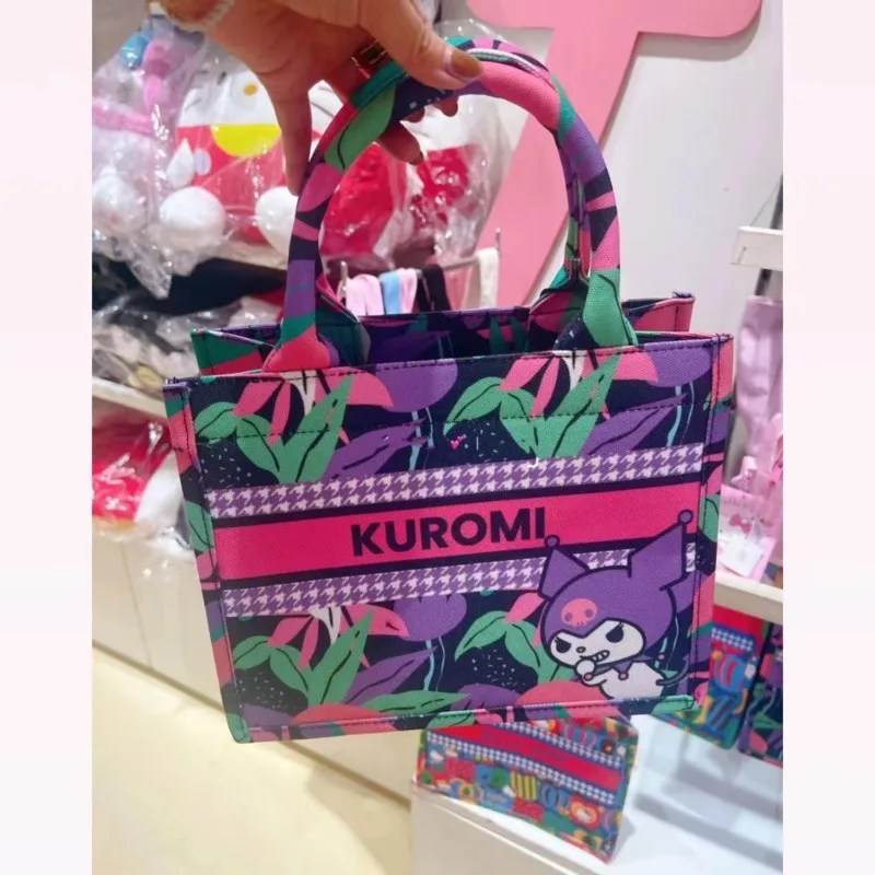 Miniso Kuromi Hello Kitty borsa in tela stile cartone animato borsa a tracolla per pendolarismo turistico stampata con lettera alla moda di grande