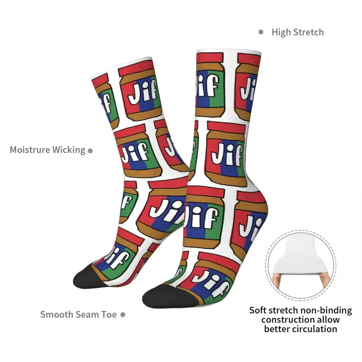 Peanut Butter Socks Harajuku Sweat Absorbing Stockings All Season Long Socks Accessories for Unisex Birthday Present