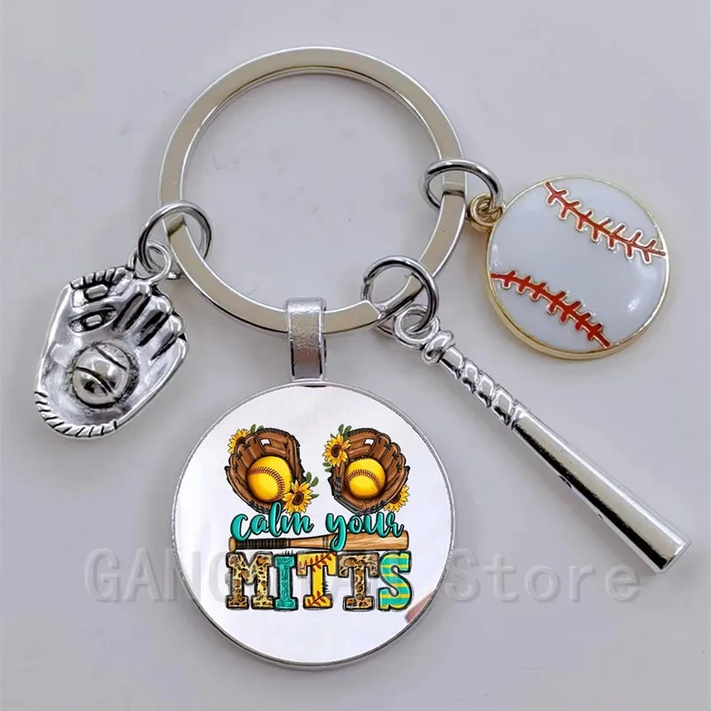 Retro Baseball Sports Keychain Girl Boy Art Baseball Athlete Jewelry Sports Keychain