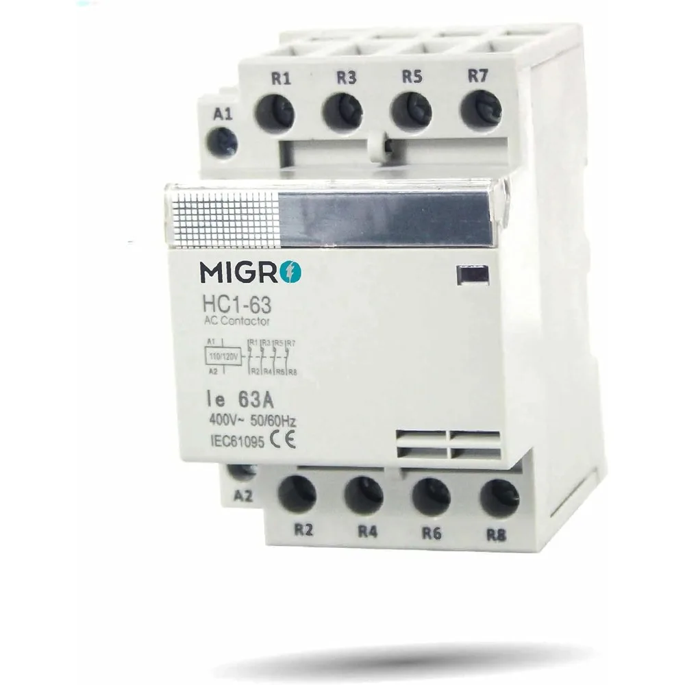 

4 Pole, 60 Amps, 110/120 VAC Normally Closed Coil Heavy Duty AC Contactor Replaces Virtually All Residential 4 Pole Models