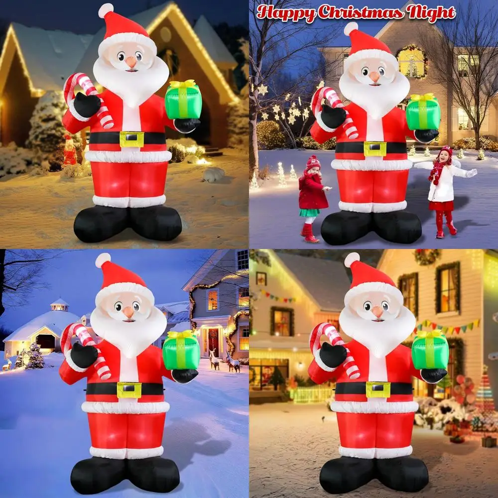 

Giant 9.84ft Santa with Candy Cane & Gift Outdoor Christmas Inflatable Decor