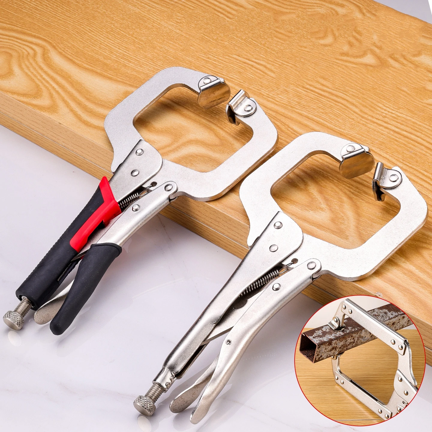 6.5/11inch Heavy-Duty Locking C-Clamp Pliers Adjustable Welding Clamp Clip and Regular Tips Woodworking Welding Fixing Hand Tool