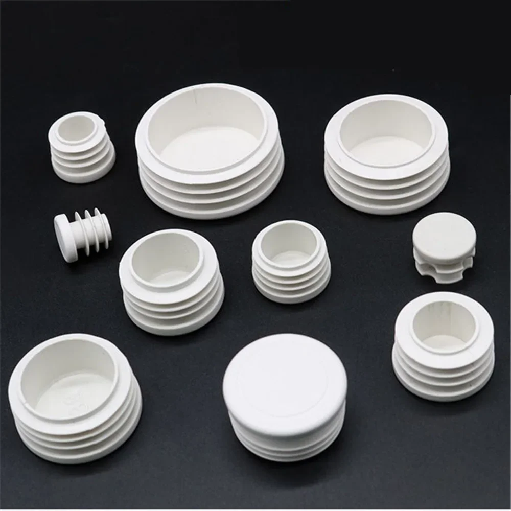 New White Round Plastic Blanking End Caps Tube Pipe Inserts Plug Bung16 19 22 25 28 30 32 38 40 42 45 50 63 70 74 76 80 90 100mm