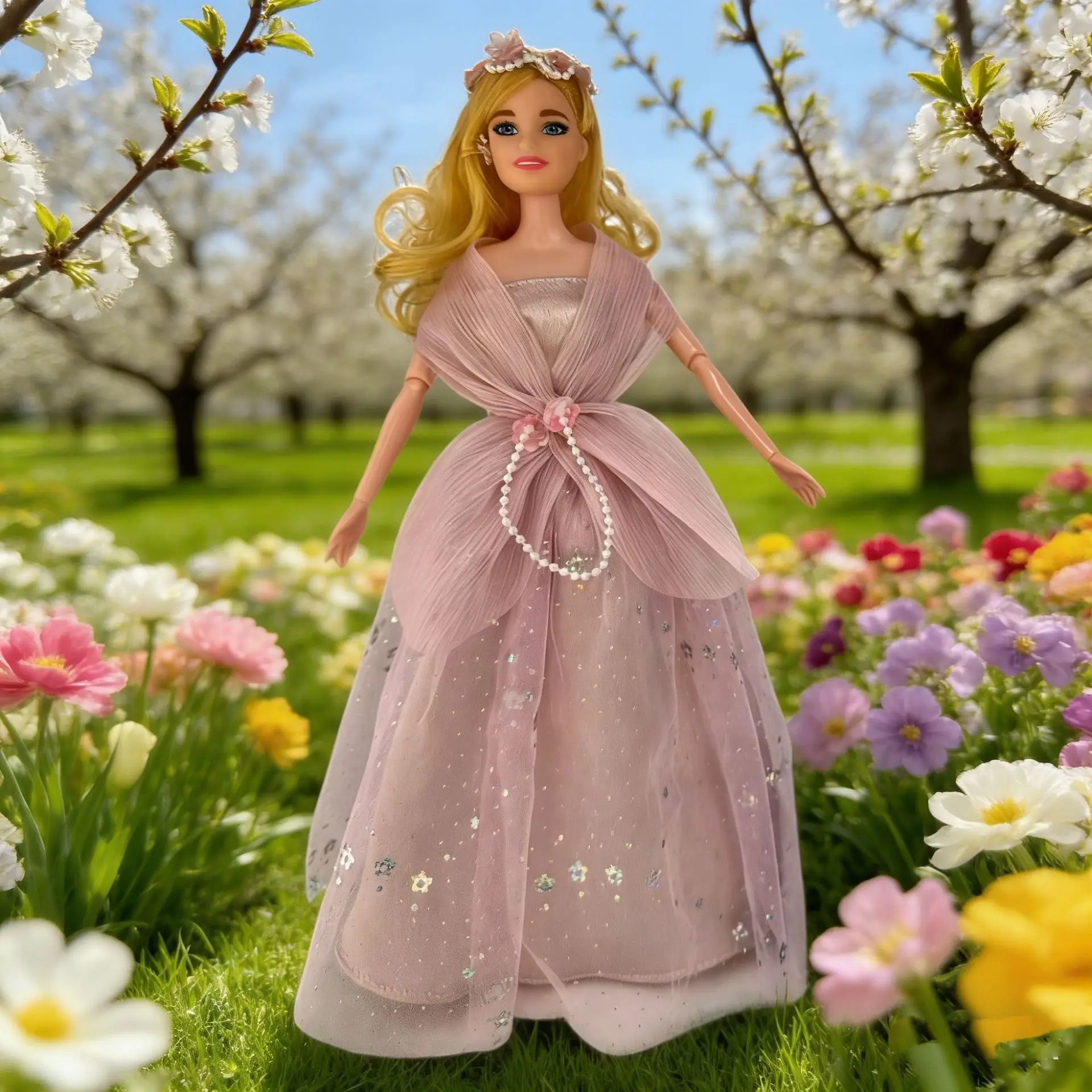 Exquisite Sparkling Evening Gown Sweet Small Fresh Style Princess Dress For 1/6 FR Babi Supermodel Doll 30cm Doll Clothes Parts