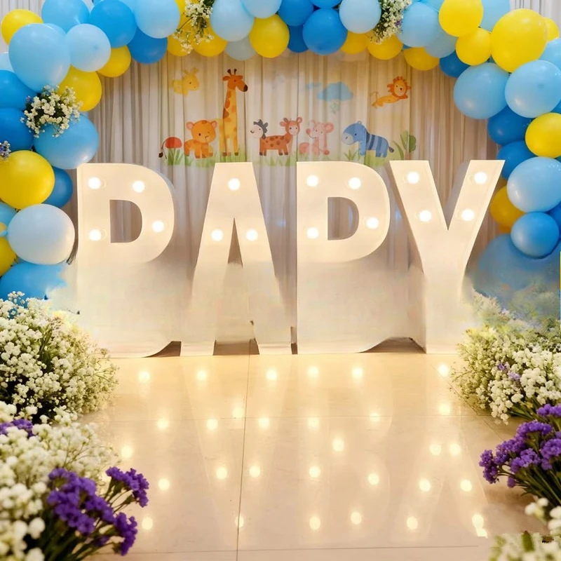 LED letter light large wrought iron light sign, birthday proposal number letter decorative light, can be combined at will