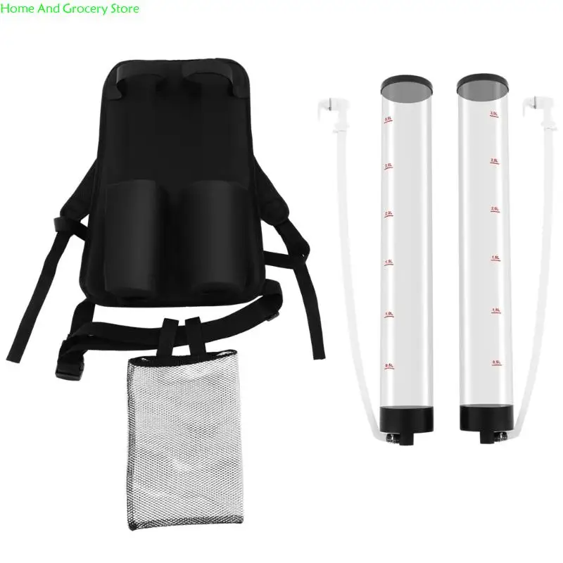 

0XXA 6L Backpack Beverage Dispenser Transparent Duals Chamber With Quick Tap