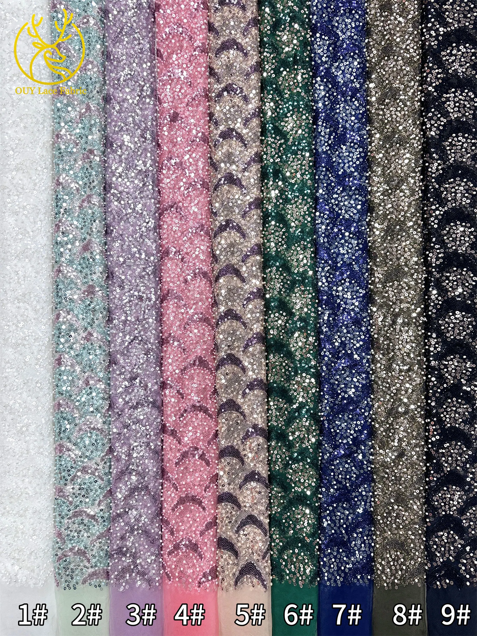 2026 Afrikanischer Pailletten-Spitzenstoff 5 Yards Hochwertiger Nigerianischer Perlen-Tüll-Spitzenstoff Geeignet für Hochzeitskleider-Näharbeiten – Detail 30