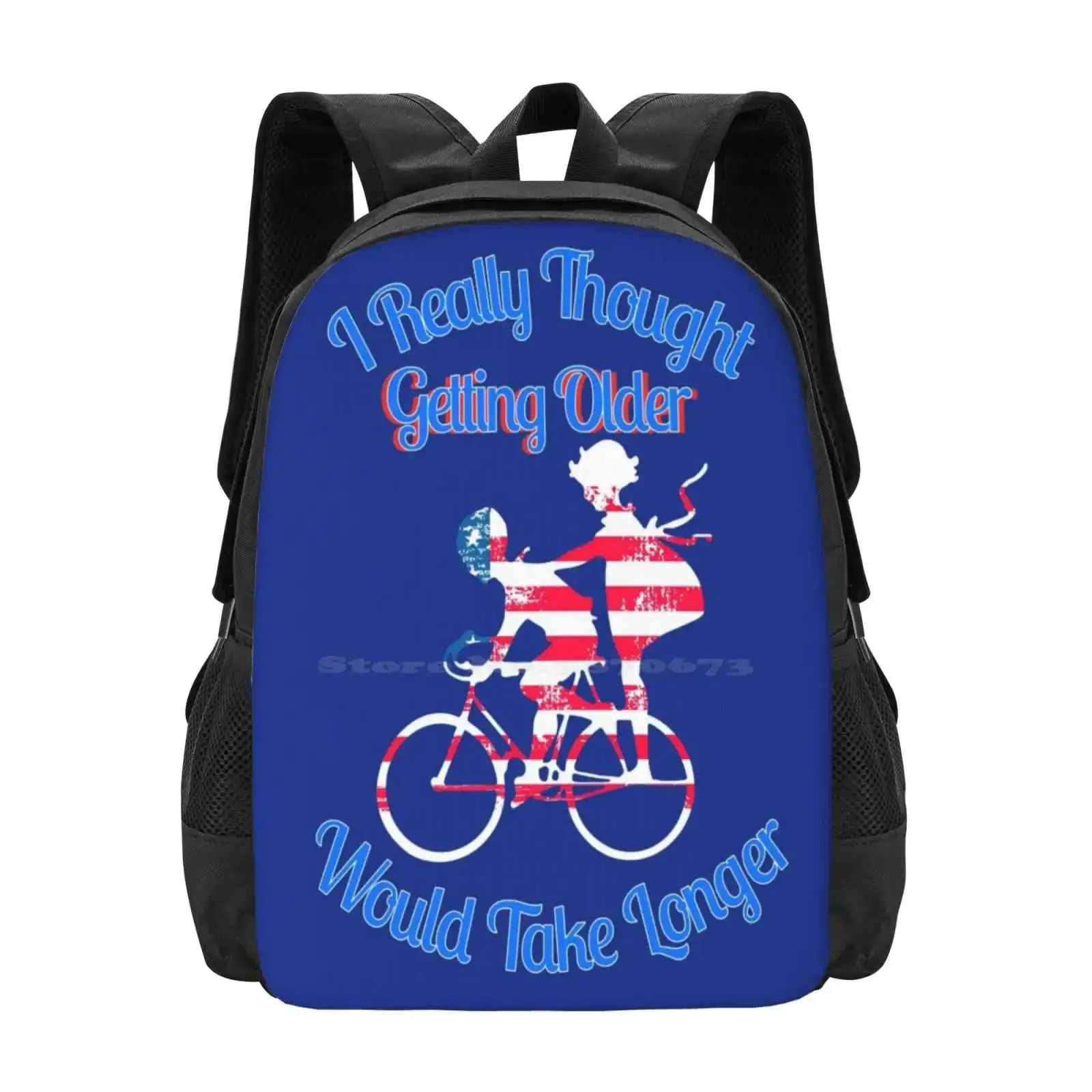 

Funny Getting Old Shirt Men Women Patriotic Kids Bike Hot Sale Schoolbag Backpack Fashion Bags Elderly Aging Patriotic Bicycle