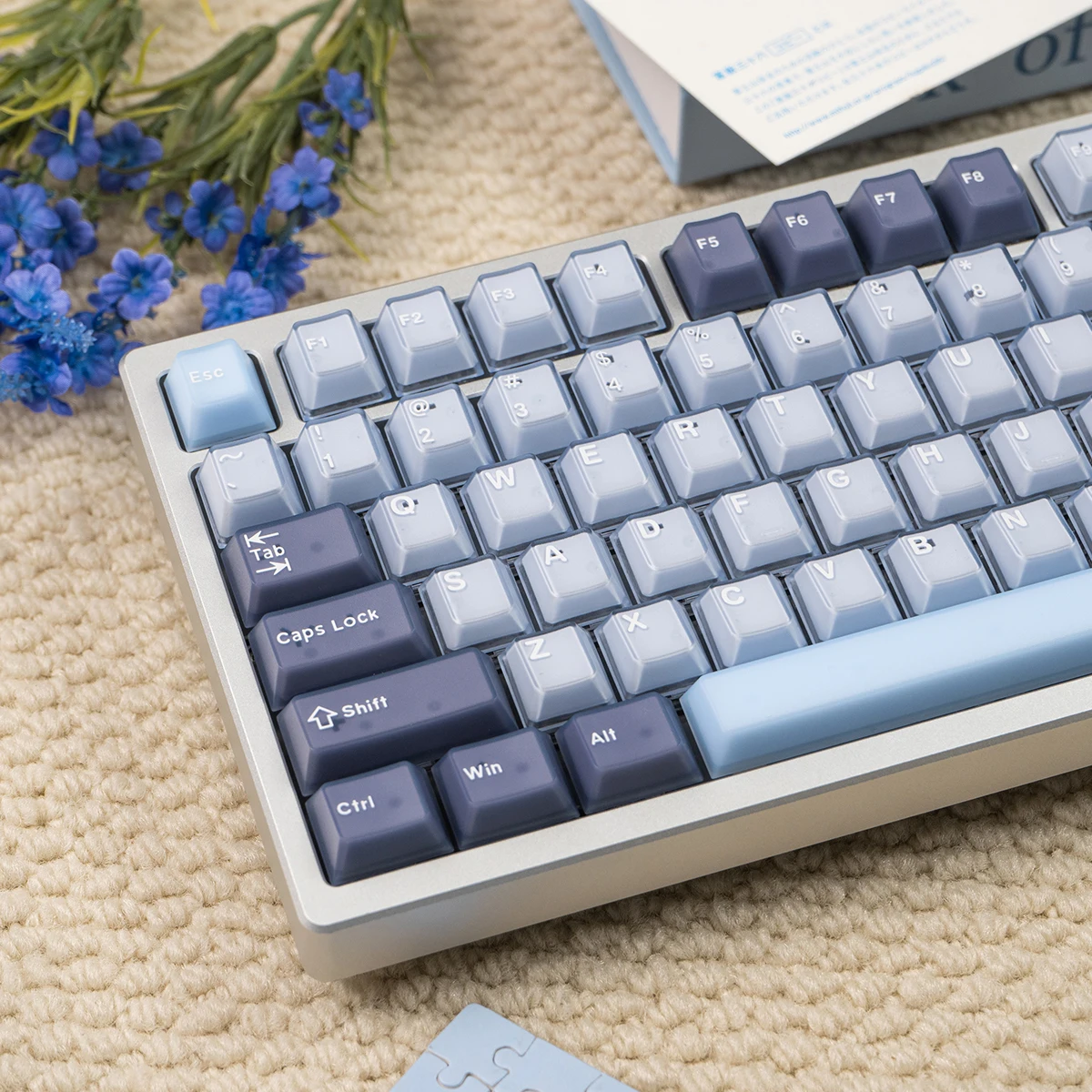 Blaue Soda-Tastenkappen, durchscheinend, 164-Tasten, Double Shot Cherry Profile, PBT PC, großes Set, Tastenkappen für mechanische MX-Tastatur