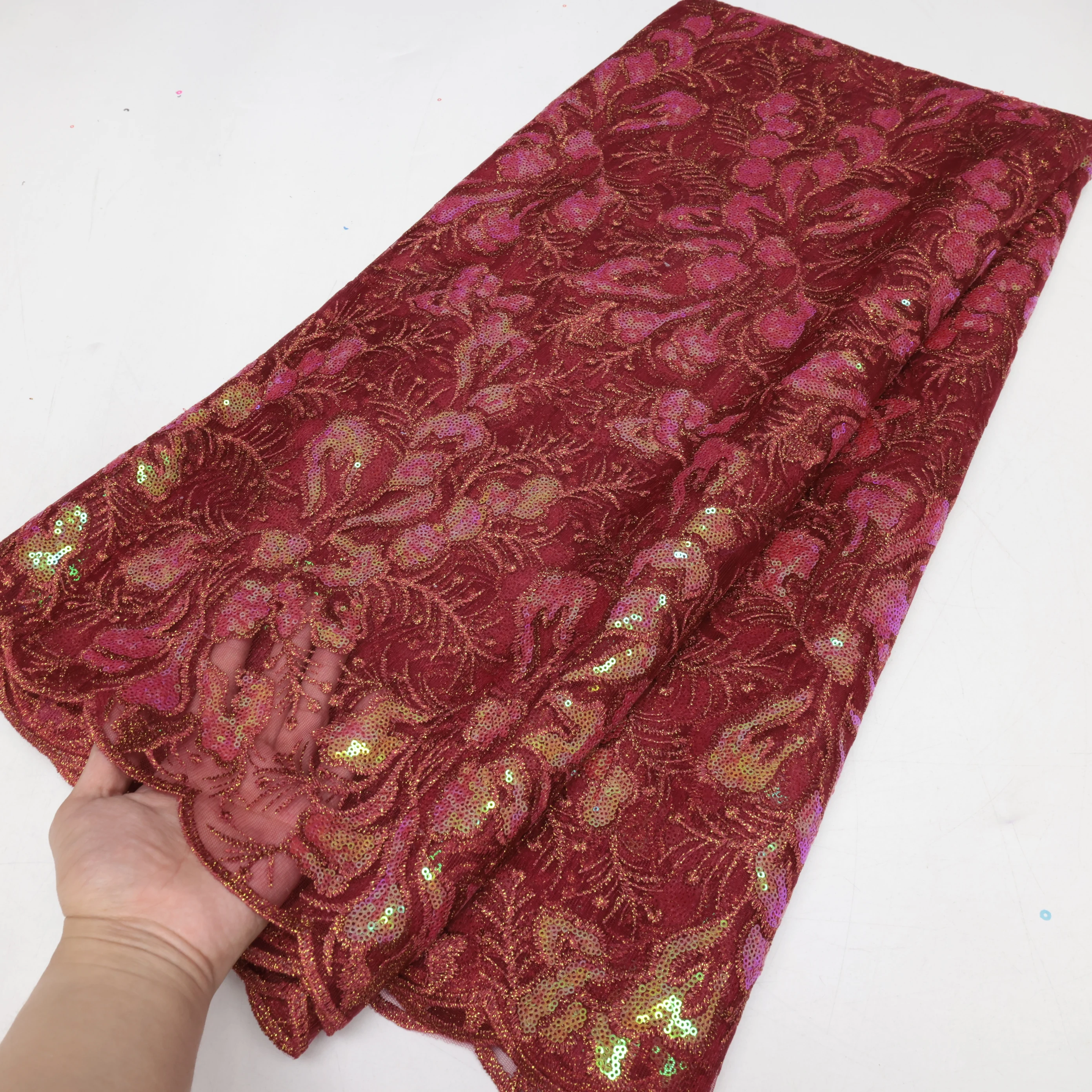 

Высококачественная африканская кружевная ткань 2024, французская сетчатая ткань с блестками, швейная вышитая кружевная тюль, нигерийская Кружевная Ткань 5 ярдов