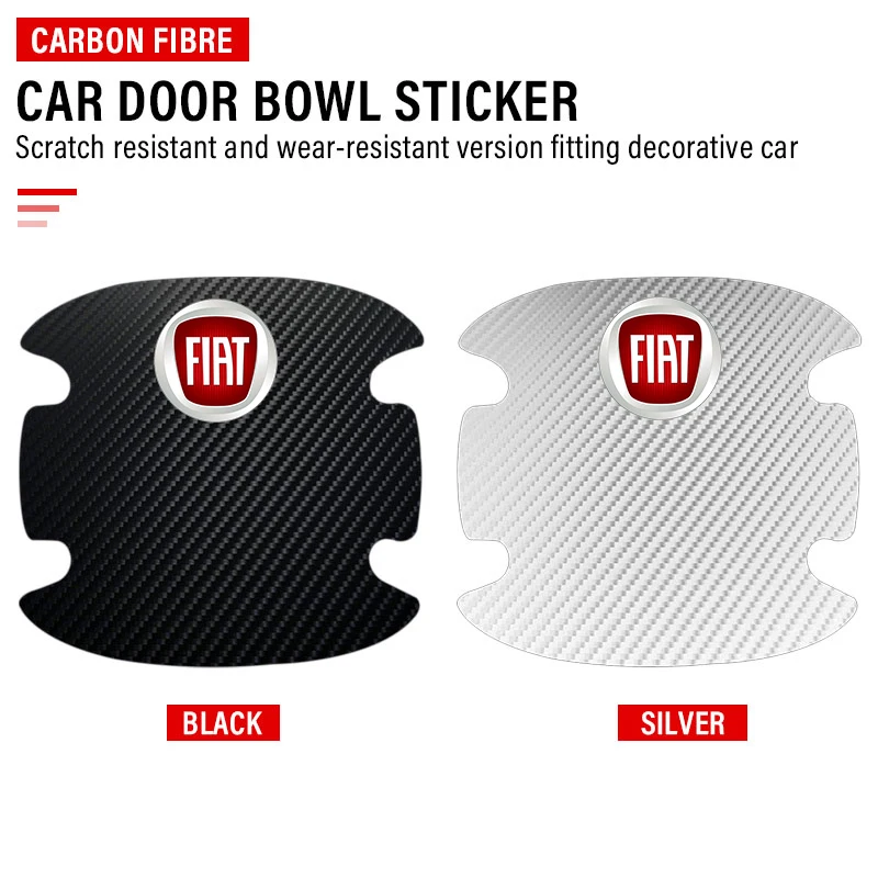 4 قطعة ملصق باب السيارة من ألياف الكربون غطاء مقاوم للخدوش لشركة فيات 500 بونتو 124 125 500 برافو ستيلو باندا أبارث تيبو أسترا #3