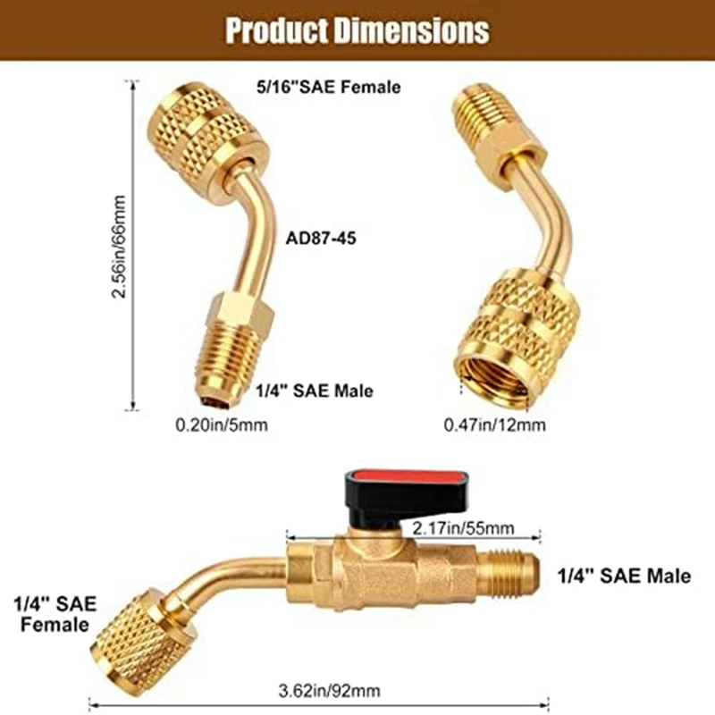 1Set Air Conditioning Angle Ball Valve Replacement Accessories For R410A R134AR12 R22 AC HVAC For Mini Split System