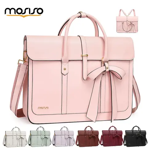 MOSISO tygväska för kvinnor 13,3-16 tum för MacBook Dam PU-läder laptopväska axelväska ryggsäck handväska college stil klass 8 best sales tygväska för laptop - №7