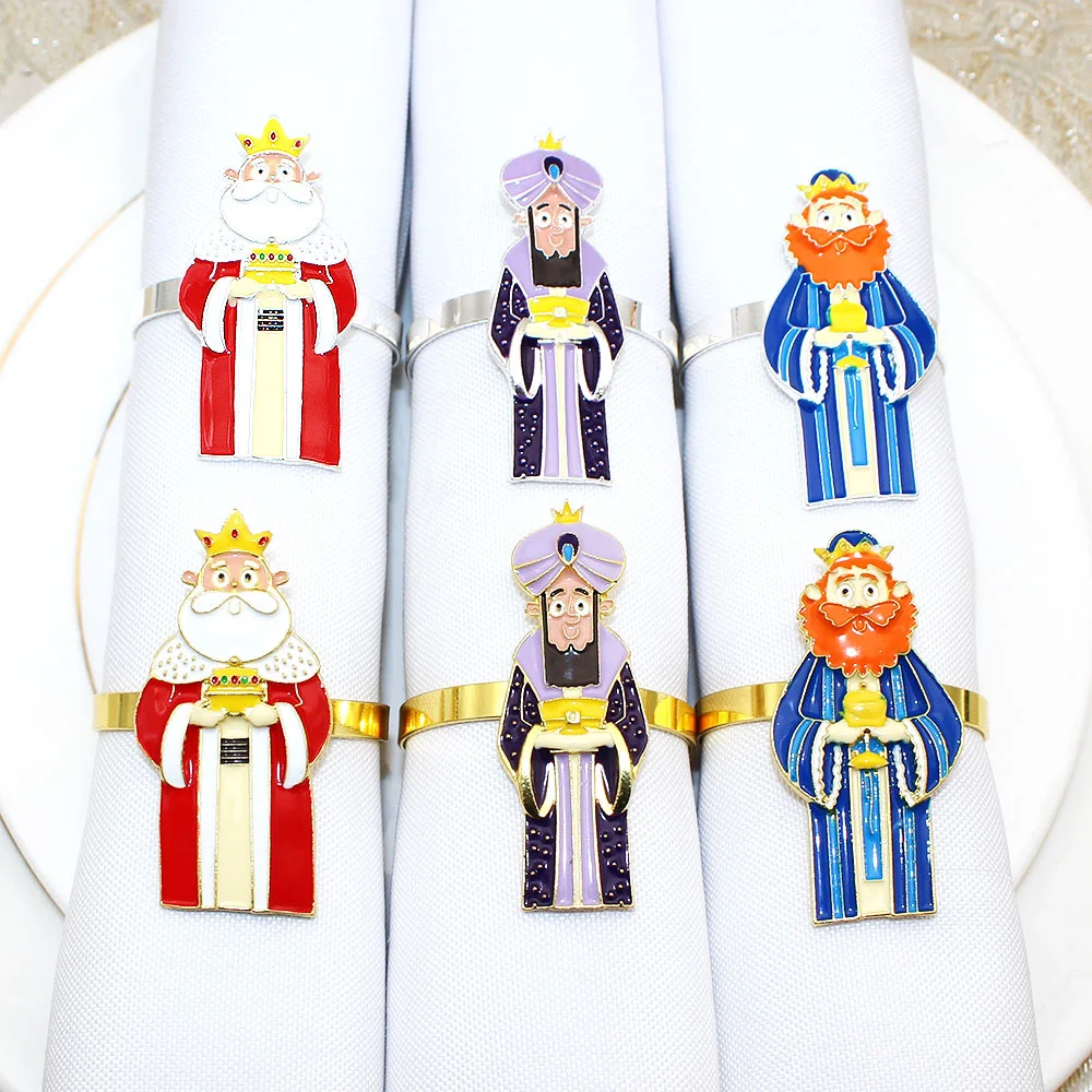 4Pcs Religious 3 Wise Men Napkin Rings Unique Three Kings Three Wise Men Napkin Holder Religious Nativity Ornaments ERH89