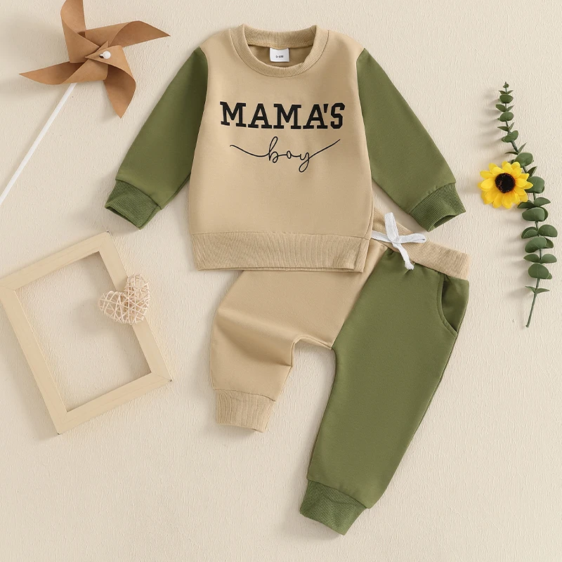 Toddler Baby Boy Fall Outfit Letter Print Long Sleeve Sweatshirt and Elastic Pants 2Piece Jogger Clothes