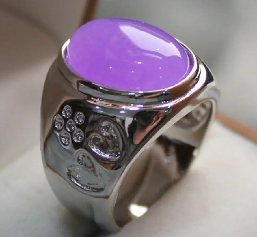 

fine men/women's purple jades/opal love ring #9,10,11,12
