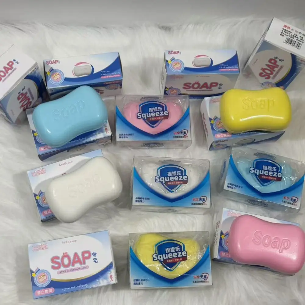 PU Material Soap Shaped Squishy Simulation Comfortable Touch Slow Rising Squeeze Soft Texture Pinch Sensory Toy Student Prize