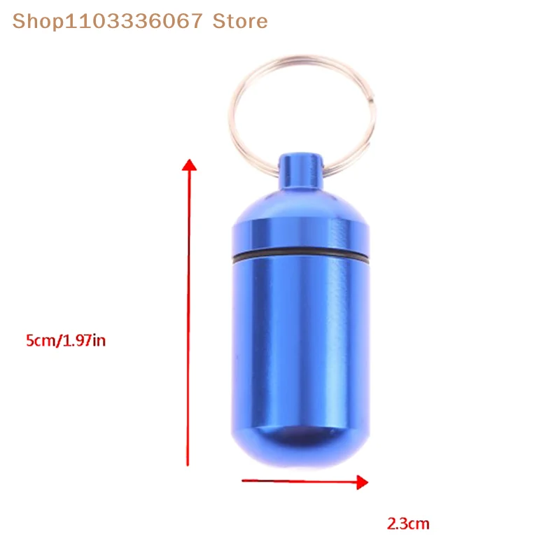 

【HL】2.3x5cm Waterproof Metal Keychain Outdoor Portable Medicine Bottle Keychain Storage Sealed First-Aid Medicine Bottle