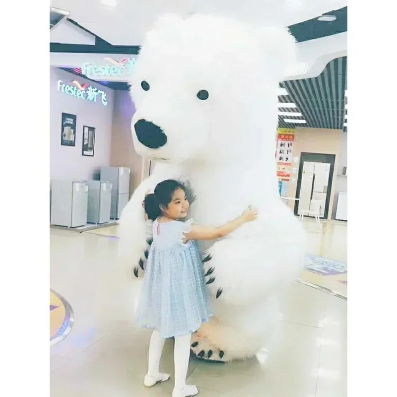 10ft Giant Inflatable Polar Bear Costume Adult Blow Up Fur Plush Mascot Suit Animal Character Inflated Garment for Events Party