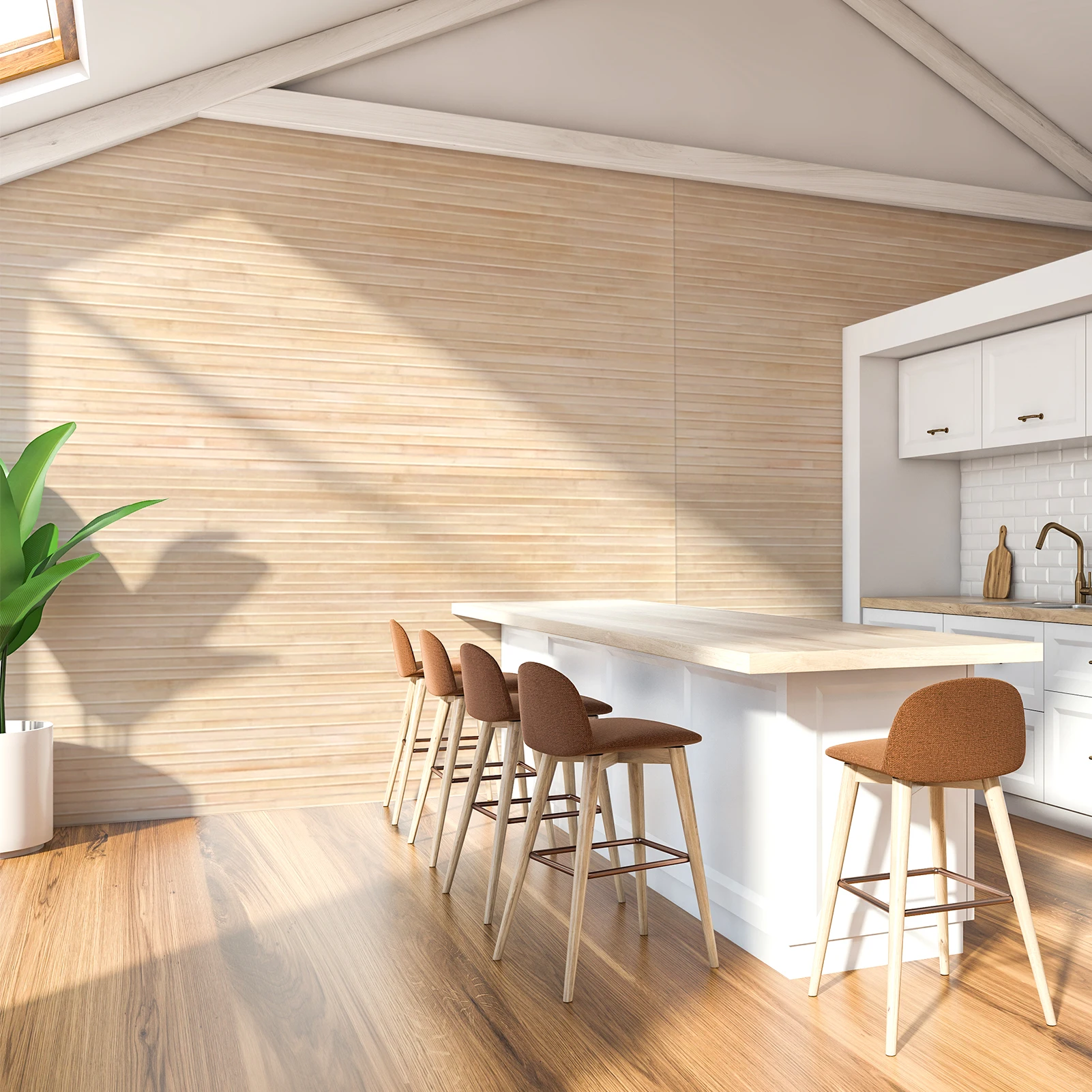 Art3d 48x96" Bamboo Wall Panel, Flexible Pole Wrap Wainscoting, Carbonized, Interior Wall Decor Cladding Paneling