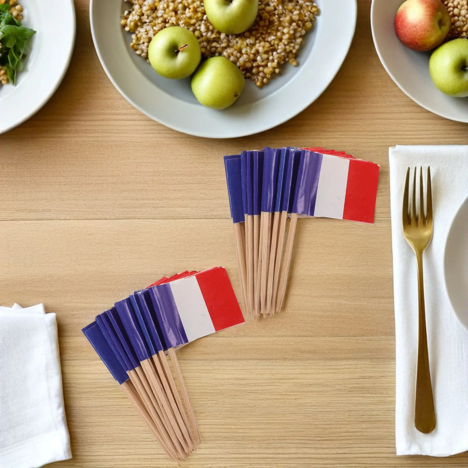 300Pcs Mini French Flag Toothpicks Versatile Food Decoration Picks for Cakes Fruit Platters Cocktails Themed Events Celebration