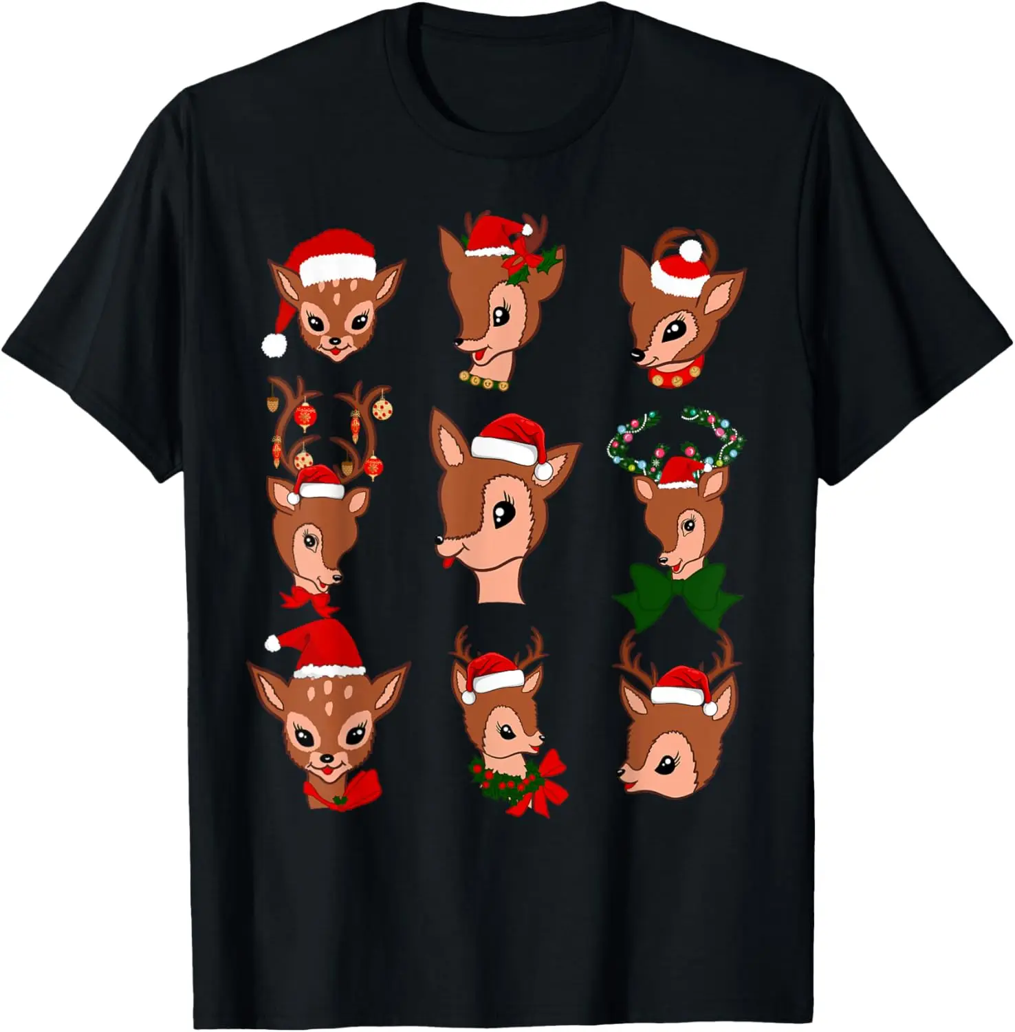 

Christmas Reindeer Costume Kids Funny Santa Hat Light Up T-Shirt