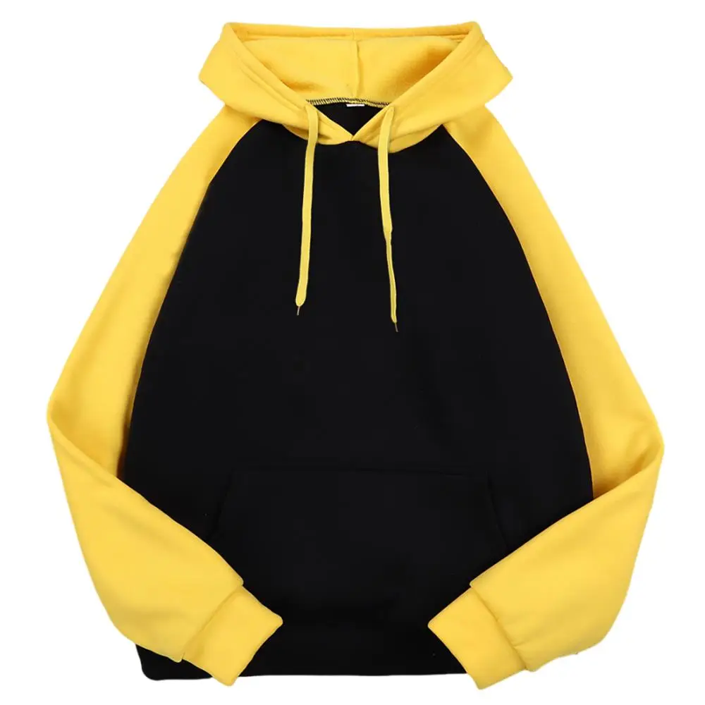 Raglan sleeve Hoodie Men Women Loose Oversized S-XXL Clothing Autumn Winter Warm Fleece Hoodies Color Collision Sweatshirts