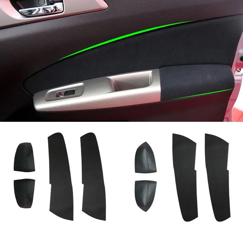 For Subaru Forester 2008 2009 2010 2011 2012 Car Microfiber Leather 4pcs Door Armrest Panel Cover Protective Trim