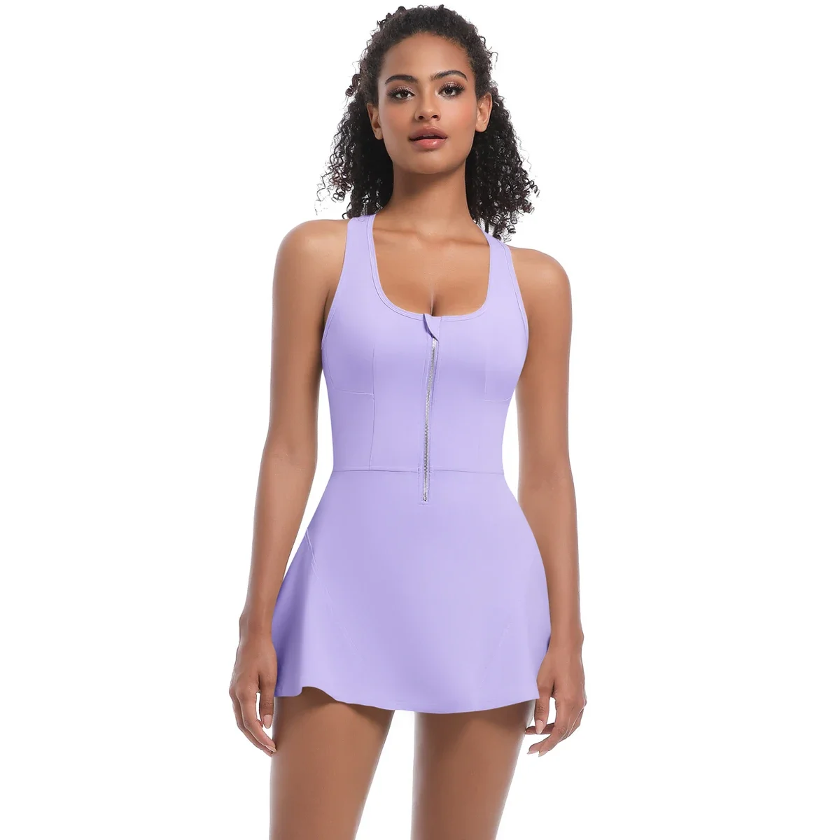 

Women's Zipper Bodysuit Yoga Bodysuit Jumpsuits Skirt Yoga Set Gym Clothes Push-up Workout Dance Tennis Fitness Tracksuit