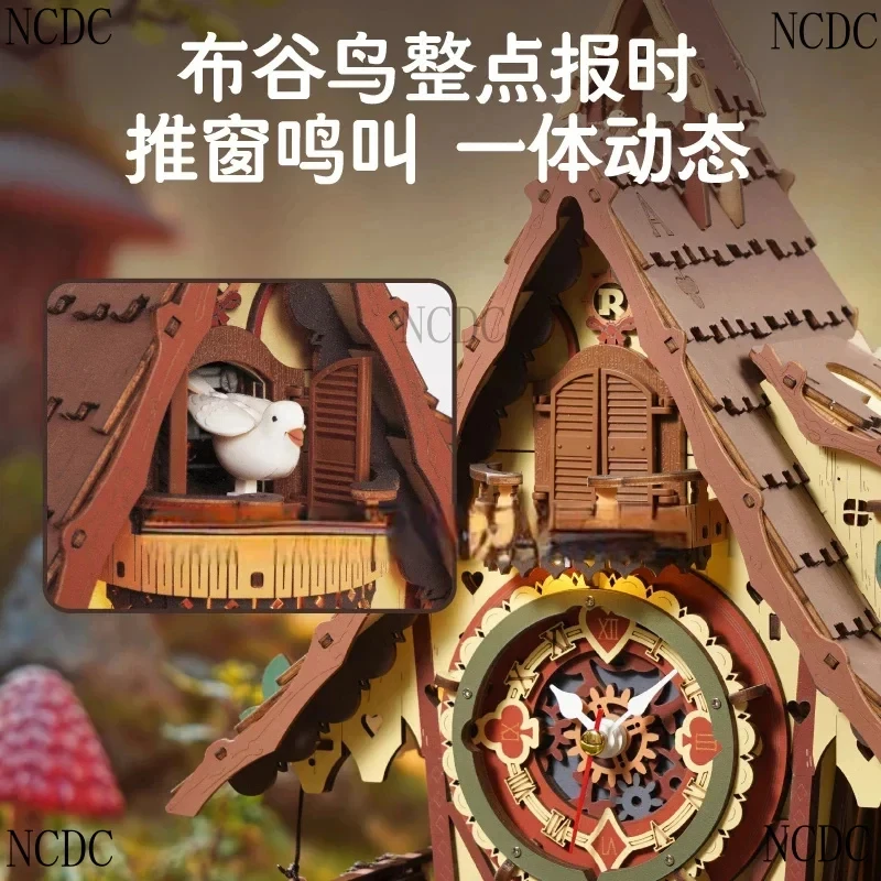 Cuckoo Hot Clock Handmade Wooden Assembly Ornament Model