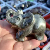 Natural Pyrite Elephant Statues Crystal Animal, Cute Carving Figurine, Natural, Christmas Gift, 1Pc 4