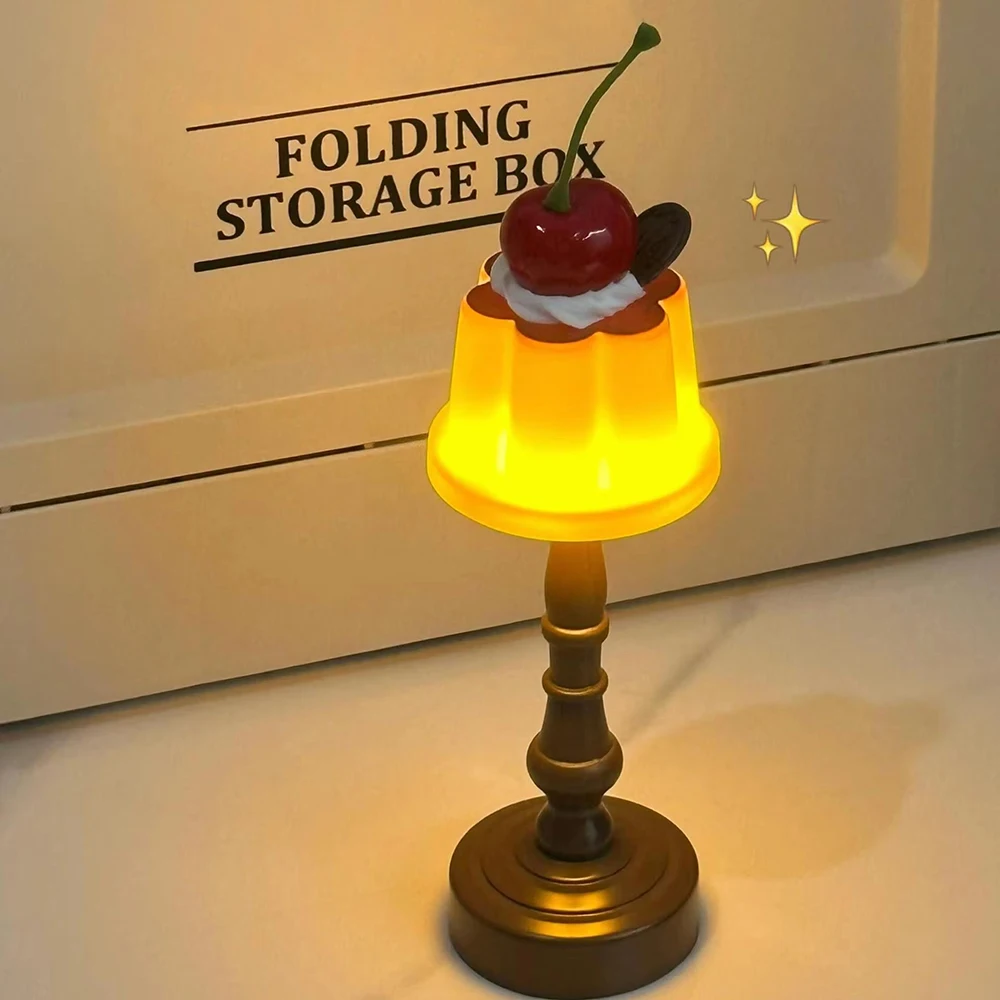 かわいいプリンナイトライトLEDデスクランプ電池式デスクベッドサイド寝室バールーム装飾雰囲気睡眠ライト子供ギフト