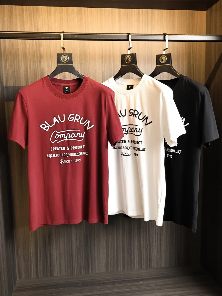 

Heavyweight Print Design Summer Men's Full Cotton Washed Skin-friendly American round Neck Short Sleeve Trendy T-shirt