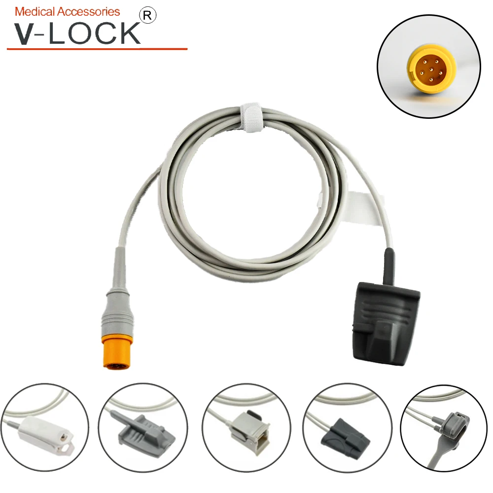 V-LOCK compatible spo2 sensor oxygen saturation probe with adult finger clip child neonate for contec CMS9000 patient monitor