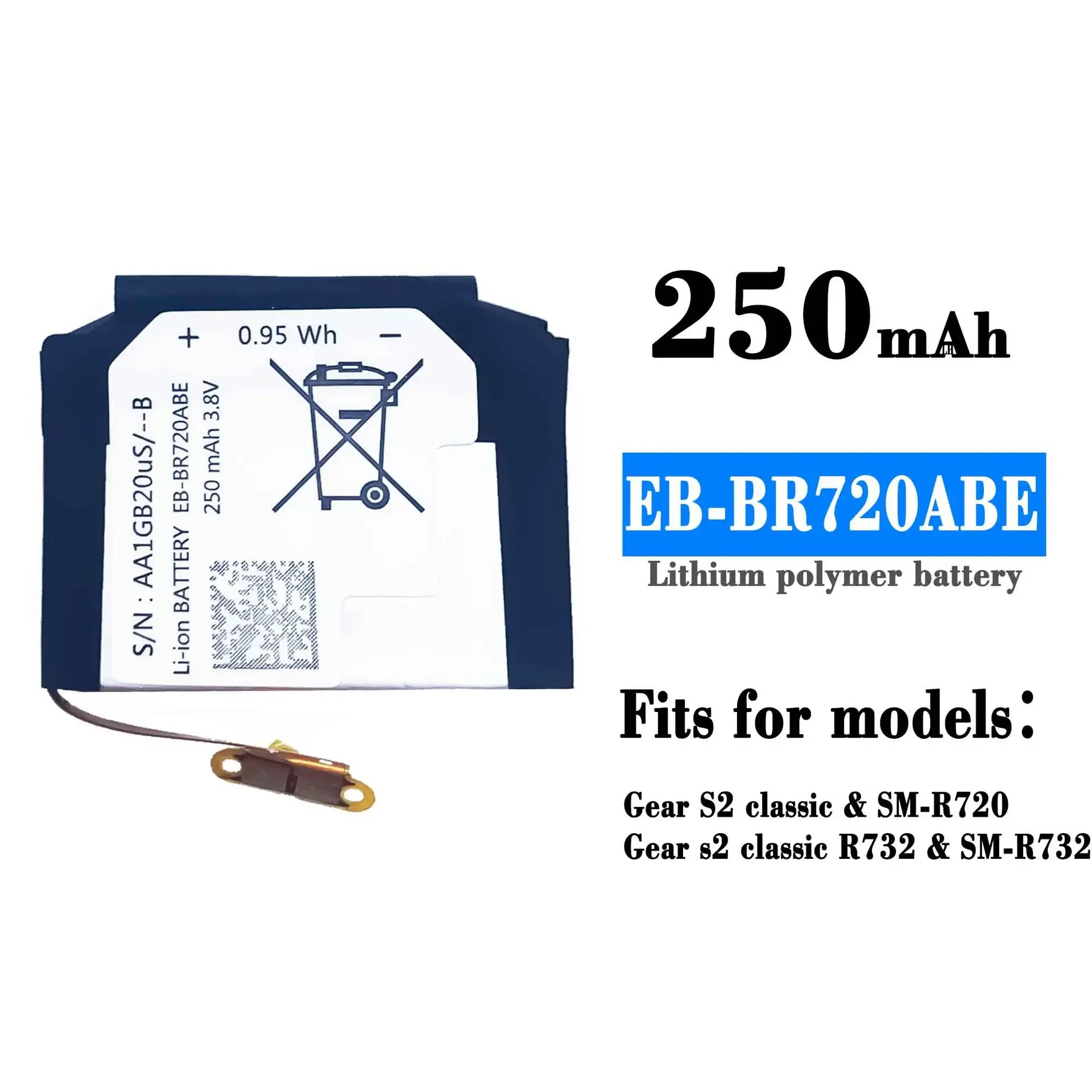 EB-BR720ABE High Quality Watch Battery For Samsung Gear S2 Classic SM-R720 R732 250mAh New Built-in Watch Bateria