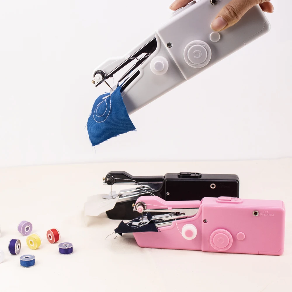 Portable Mini Sewing Machine Handheld Electric Sewing Machine with Bobbin for Needlework Handwork Home Travel Sewing Accessories
